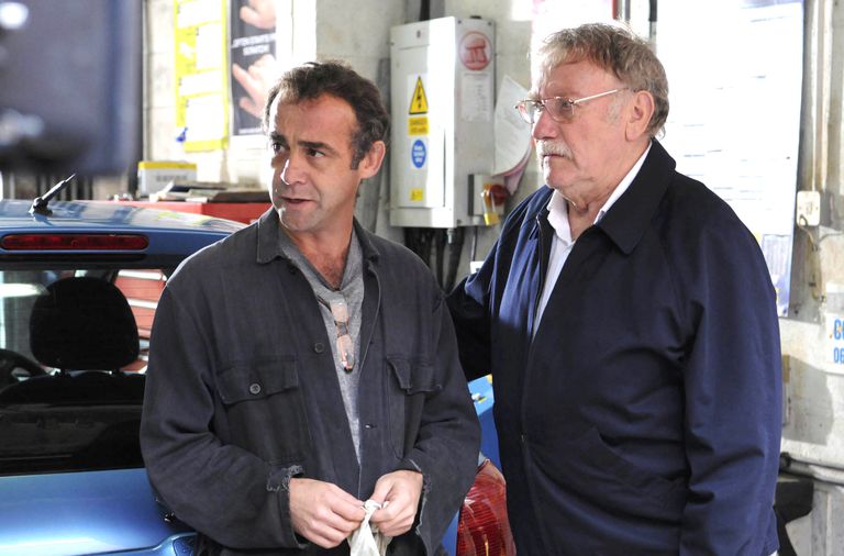 Michael Le Vell as Kevin Webster and Peter Armitage as Bill Webster on 'Coronation Street.'.