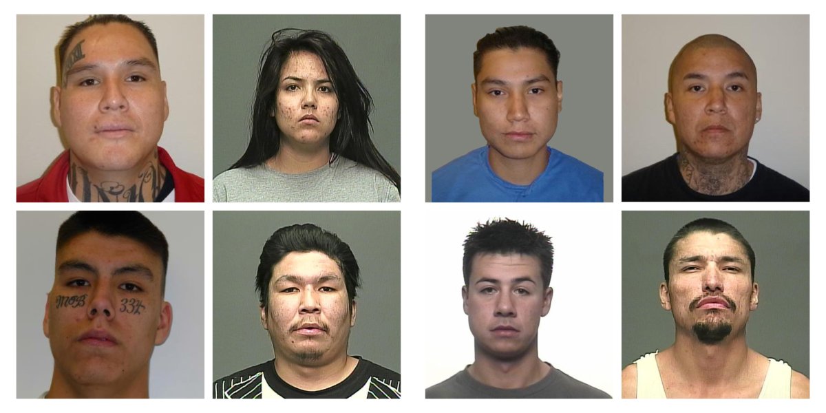 These eight people are most wanted by Winnipeg police.

Top: Christopher Bone, Hailey Barker, Kane Moar, Patrick Jack.

Bottom: Jacob Dumas, Justin Wood, Roy Brandson, Shayne Fontaine.