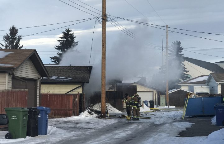 No injuries were reported after a garage fire in northeast Calgary on Sunday.