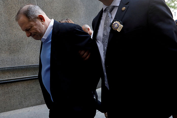 Film producer Harvey Weinstein arrives at Manhattan Criminal Court in New York, U.S., May 25, 2018.