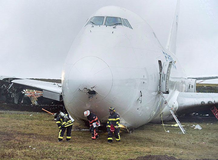 A SkyLease Cargo plane skidded off a runway at Halifax Stanfield International Airport and stopped near a road early on Wednesday, Nov. 7, 2018.