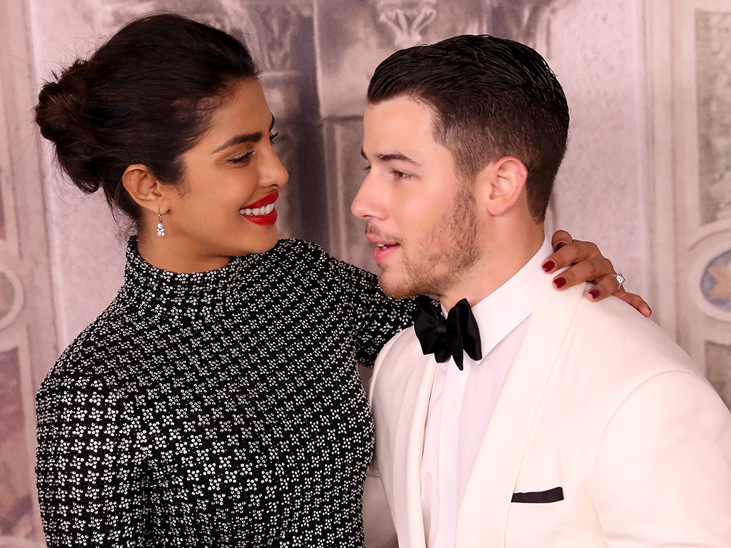 Priyanka Chopra and Nick Jonas attend the Ralph Lauren fashion show during New York Fashion Week at Bethesda Terrace on Sept. 7, 2018 in New York City.