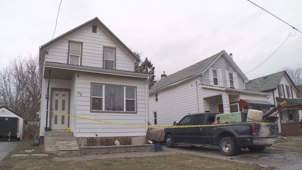 Durham police taped off part of this Oshawa, Ont., home on Fisher Street for their investigation on Thursday of a sudden death. 