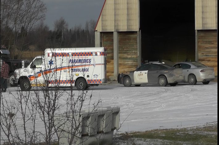 A man without vital signs was found at a public works yard in Otonabee-South Monaghan Township on Monday morning.