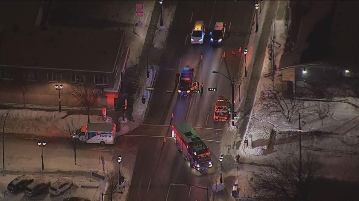 Edmonton police investigate after a woman was struck by a truck in the area of 118 Avenue and 86 Street Monday, Dec. 10, 2018.