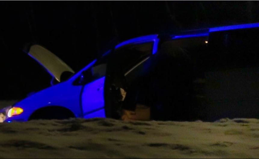 A spike belt was deployed along the highway near Exit 467 B, in Painsec, N.B. The vehicle came to a stop near the next exit and the two suspects fled on foot.