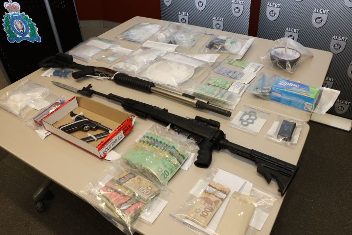 ALERT seized $66,000 wroth of cocaine as well as three firearms, a handgun, a rifle and a shotgun after searching two properties in Red Deer on Dec. 13, 2018.  