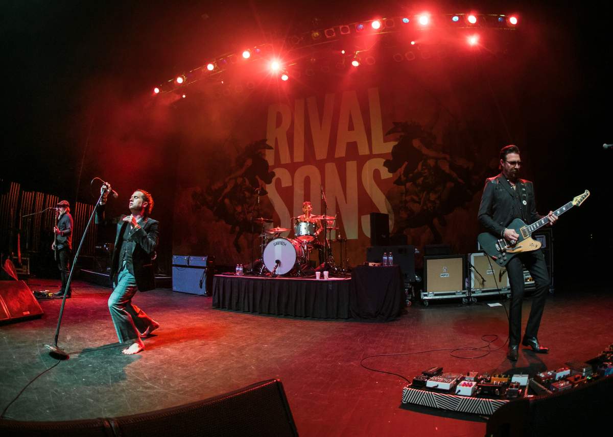 (L-R) Dave Beste, Jay Buchanan, Michael Miley and Scott Holiday of Rival Sons at The Fillmore in Detroit, Mich. on May 9, 2017.