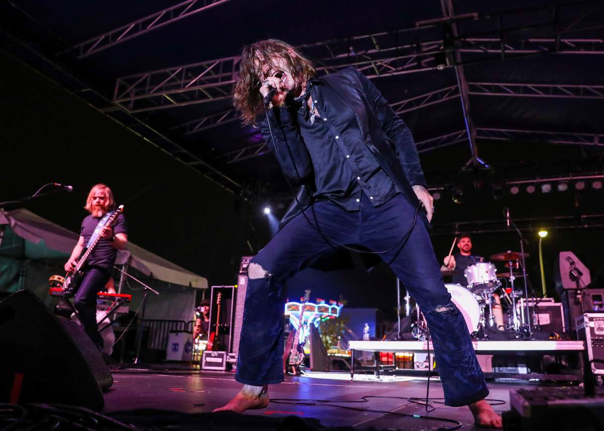 (L-R) Dave Beste, Jay Buchanan and Michael Miley of Rival Sons perform at Arts, Beats and Eats Fesival on Sept. 1, 2018 in Royal Oak, Mich.