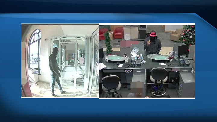 Images of the suspect in a bank robbery in Beddington Towne Centre on Dec. 6, 2018.