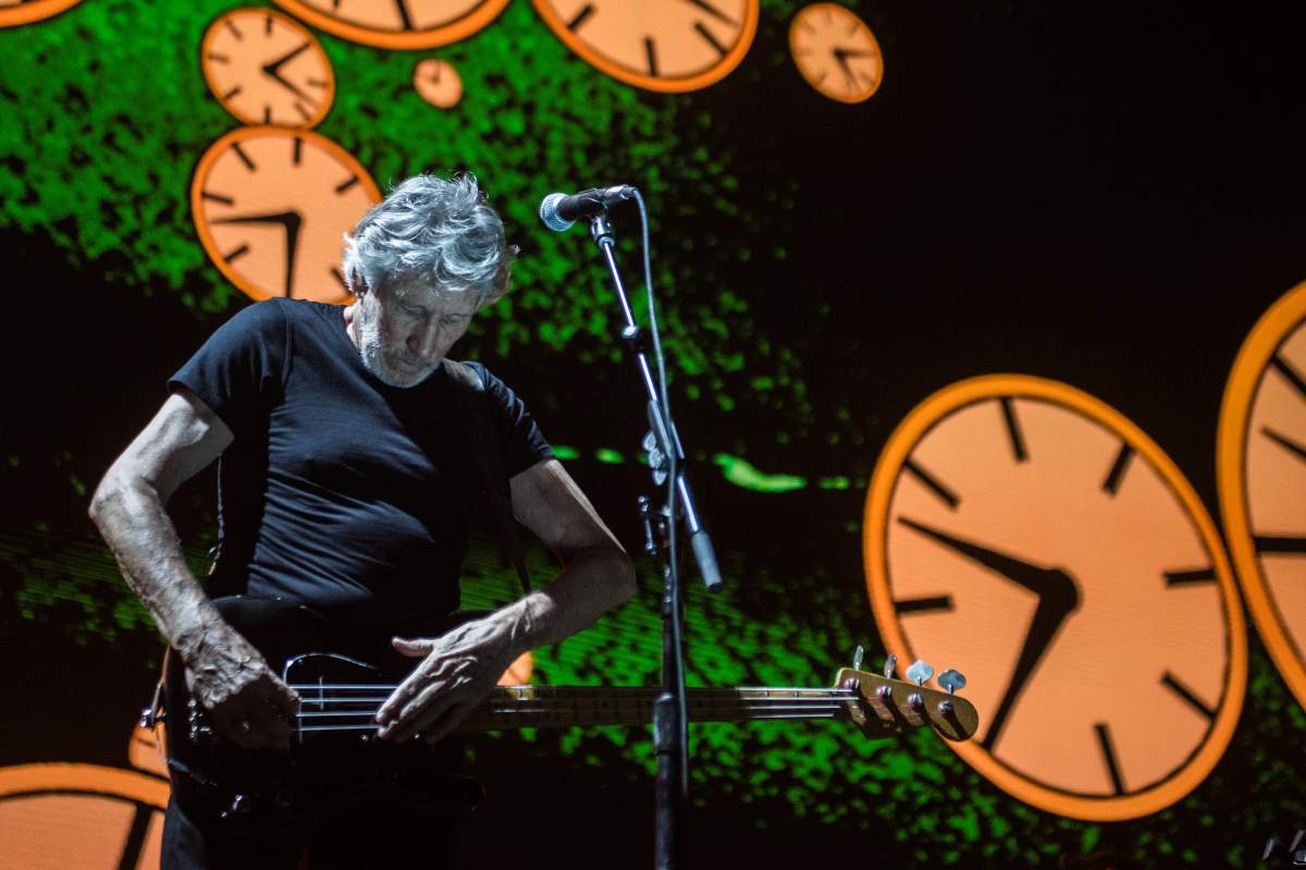 Roger Waters performs onstage at Mediolanum Forum of Assago on April 17, 2018, in Milan, Italy during the Us + Them 2018 tour.