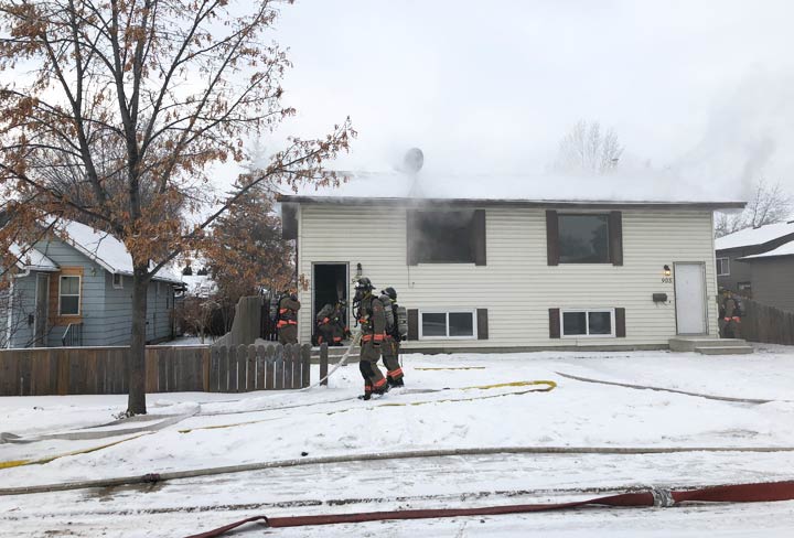 Saskatoon firefighters put out a fire at a duplex in the King George neighbourhood on Tuesday.