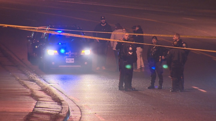 Police on scene investigating after a male victim was shot in the area of Progress Avenue and Markham Road late Friday.