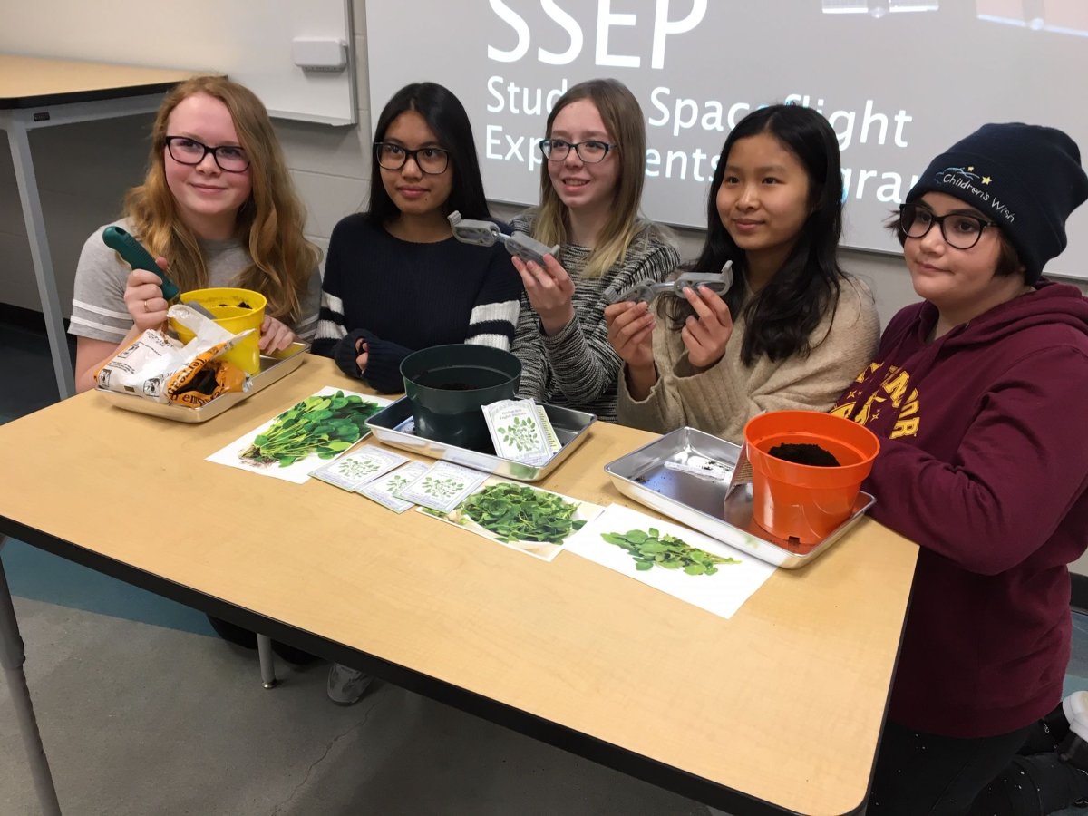 A group of Edmonton students have been selected to have their experiment tested on the International Space Station, Tuesday, Dec. 18, 2018. 