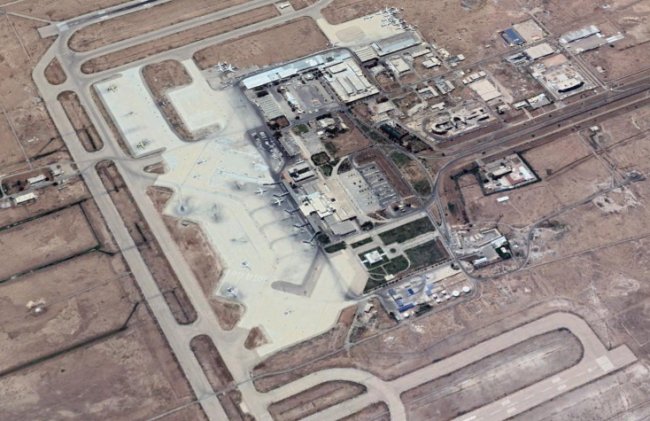 The Damascus International Airport is seen in a satellite image retrieved from Google Earth on Dec. 9, 2018.