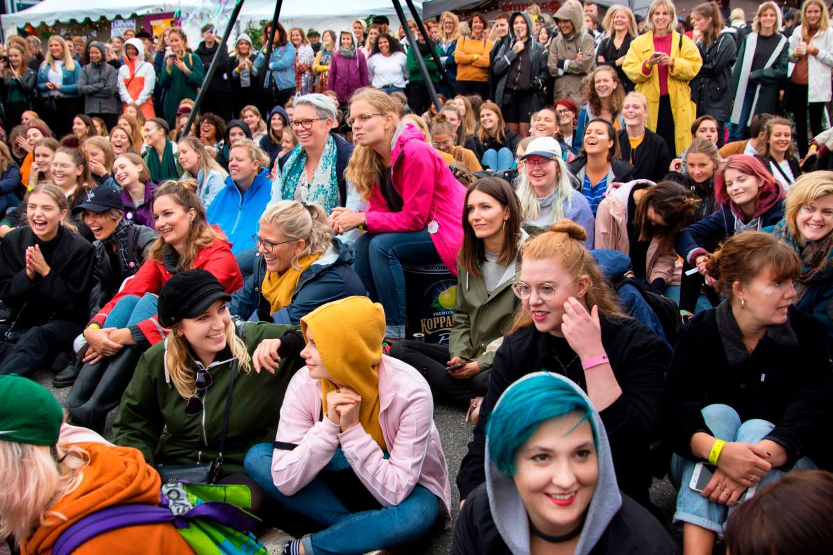 Women attend the Statement Festival in Gothenburg, Sweden, on Aug. 31, 2018.
