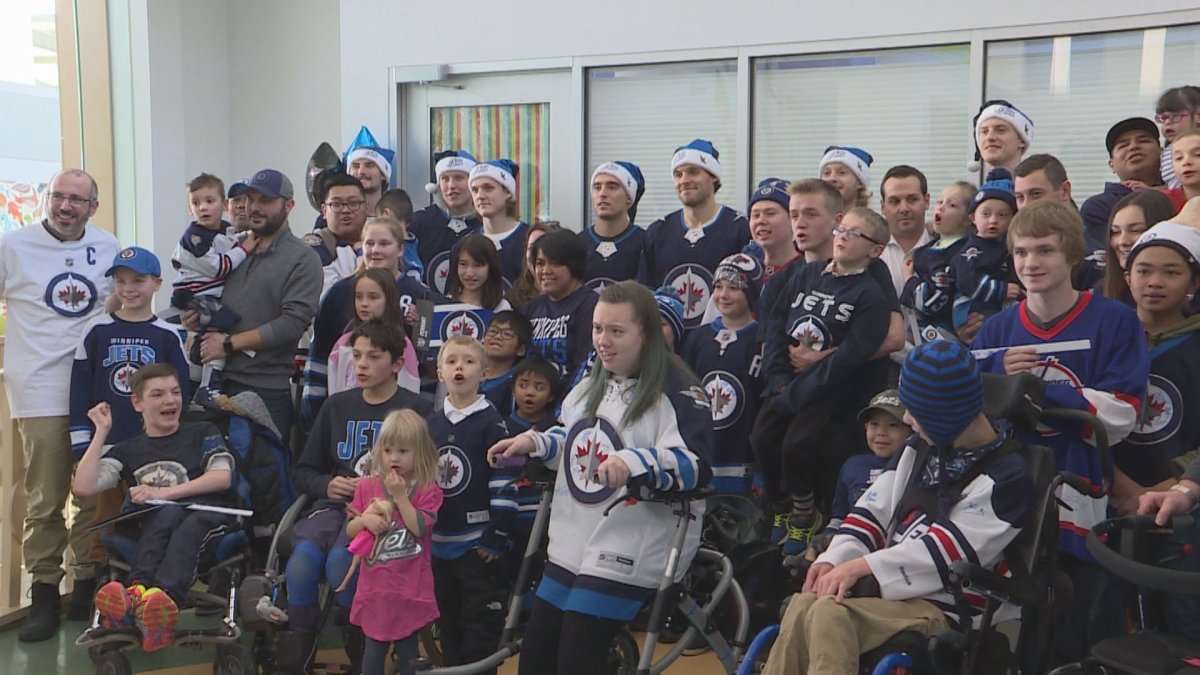 The Winnipeg Jets visited the children's rehabilitation centre Thursday afternoon to spend some time with patients and their families.