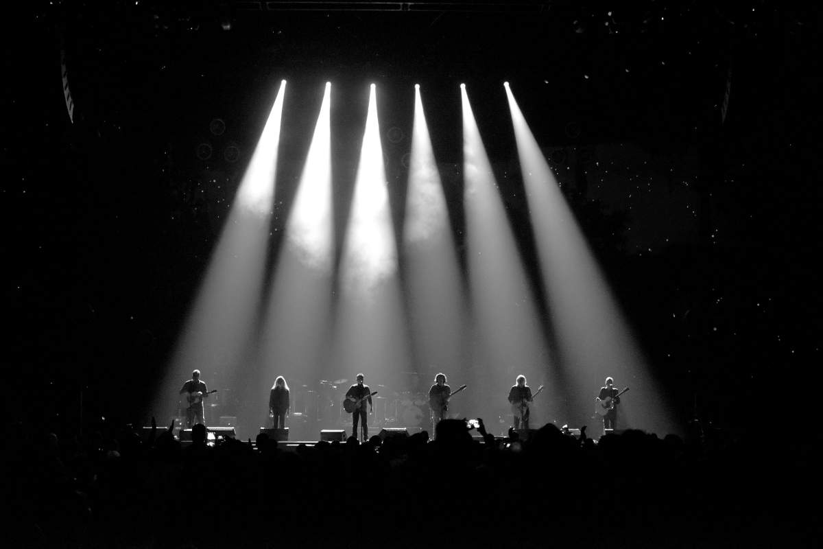 (L-R) Vince Gill, Timothy B. Schmit, Don Henley, Deacon Frey and Joe Walsh of The Eagles at The Forum on Sept. 14, 2018, in Inglewood, Calif.