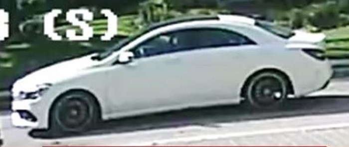 The white mercedes possibly used by the LA Bandit in his slew of robberies.