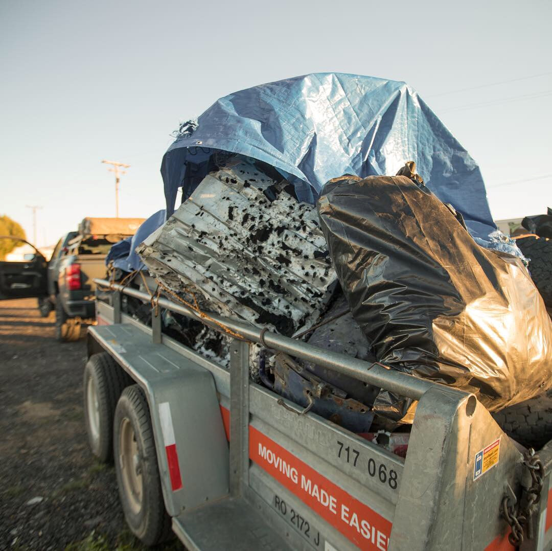Trash is seen on the bed of a truck near Joshua Tree National Park in California, Jan. 6, 2019, in this picture obtained from social media.