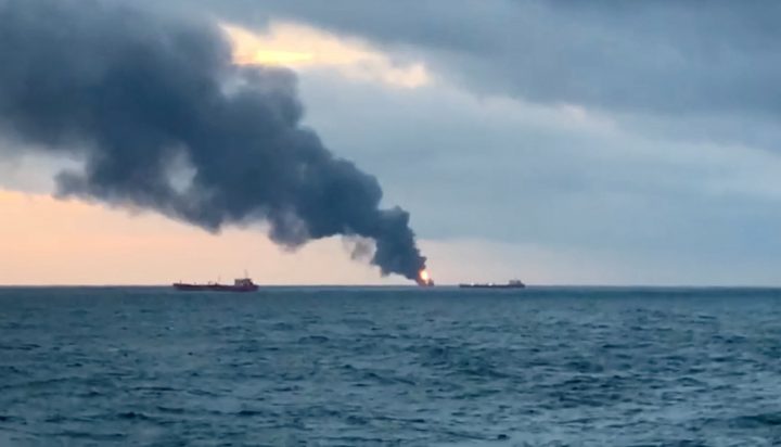 10 Crew Members Dead After 2 Cargo Ships Catch Fire Near Crimea ...