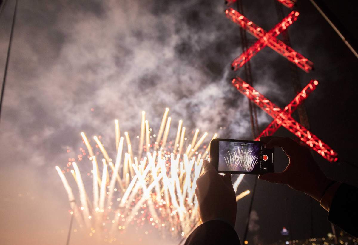 Fireworks illuminate the night sky during New Year's celebrations in Amsterdam, The Netherlands, Jan. 1, 2019.