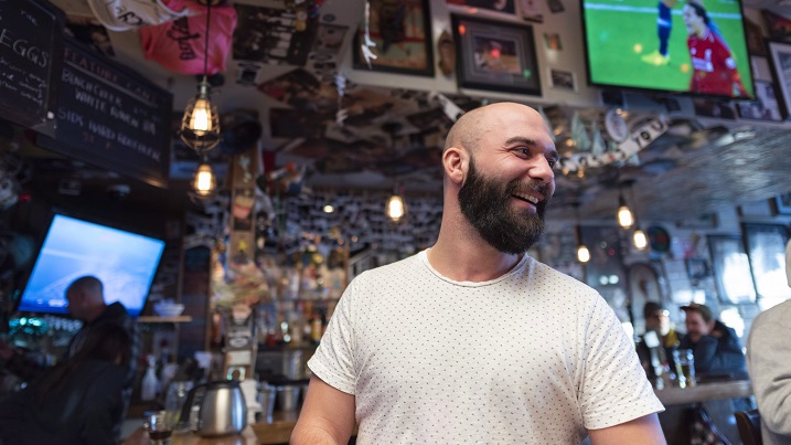 Logan Richards is a regular of Leopold's Tavern in Regina, Saskatchewan on Thursday January 3, 2019. The Regina-founded bar chain emphasizes neighbourhood charm and a warm atmosphere.
