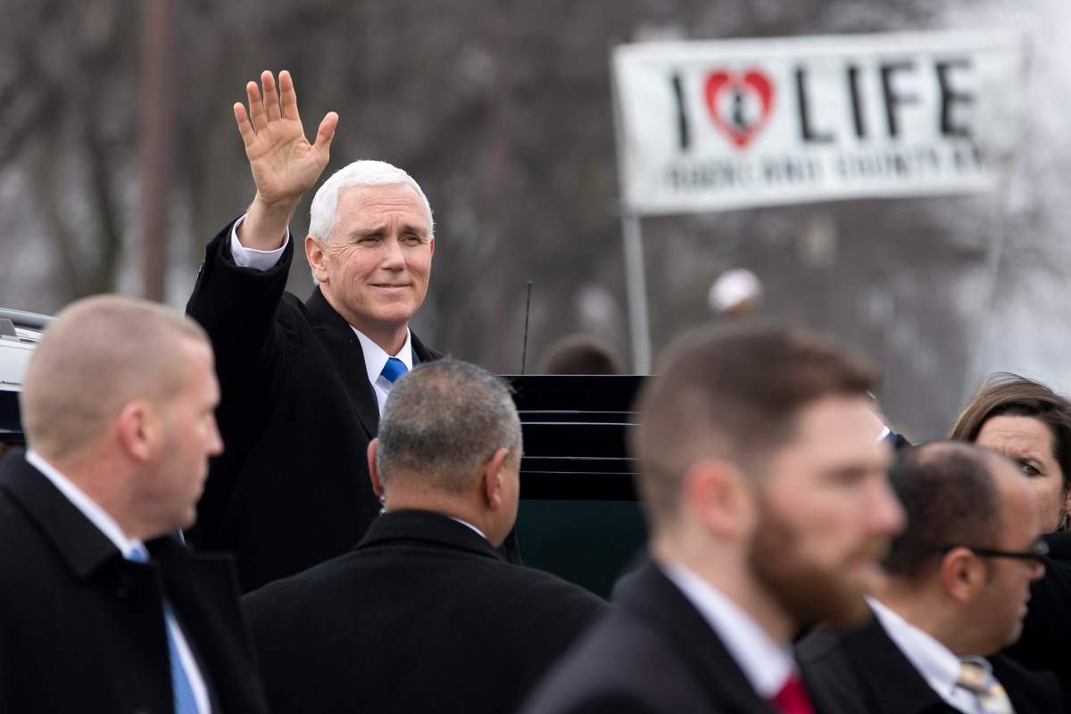 U.S. Vice President Mike Pence arrives to speak at the anti-abortion March for Life rally on the National Mall in Washington, DC, USA, 18 January 2019.