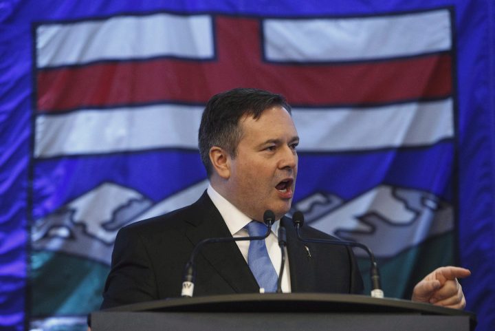 United Conservative Party leader Jason Kenney speaks to supporters after being sworn in as MLA for Calgary-Lougheed, in Edmonton on Jan. 29, 2018. 