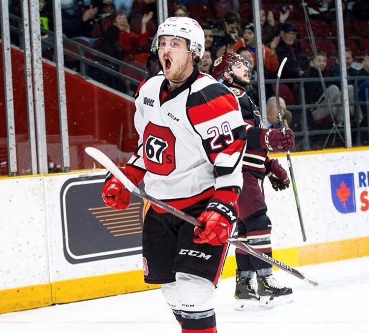 Ottawa 67's forward Tye Felhaber is seen in this undated handout photo. Ottawa 67's forward Tye Felhaber is producing goals at a rate not seen in the Ontario Hockey League in well over a decade.