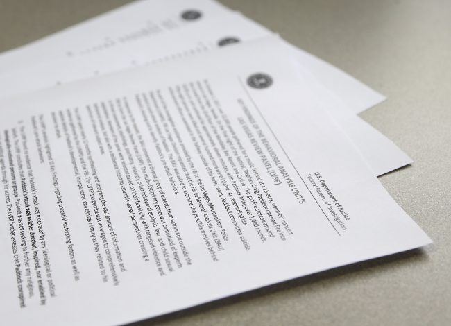 The FBI and Justice Department findings report on Stephen Paddock, who killed 58 in a 2017 Las Vegas mass shooting, the deadliest mass shooting in modern U.S. history in a short report concluded the investigation shown here Jan. 29, 2019, in Phoenix.