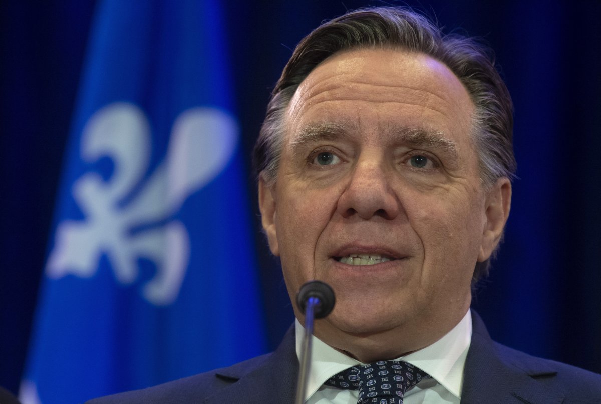 Quebec Premier François Legault speaks with the media during a news conference in Gatineau, Que., Wednesday, January 30, 2019. THE CANADIAN PRESS.