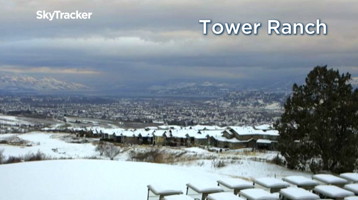 8 centimetres of snow sat on the ground in the Central Okanagan on Thursday morning.
