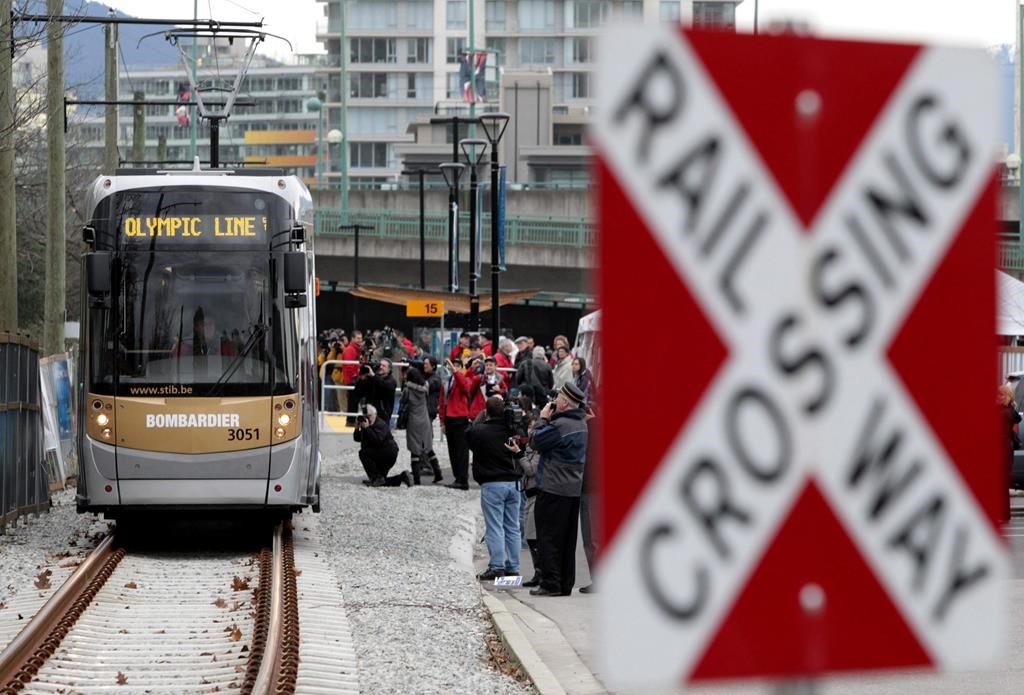 A file photo of Bombardier commuter trains.
