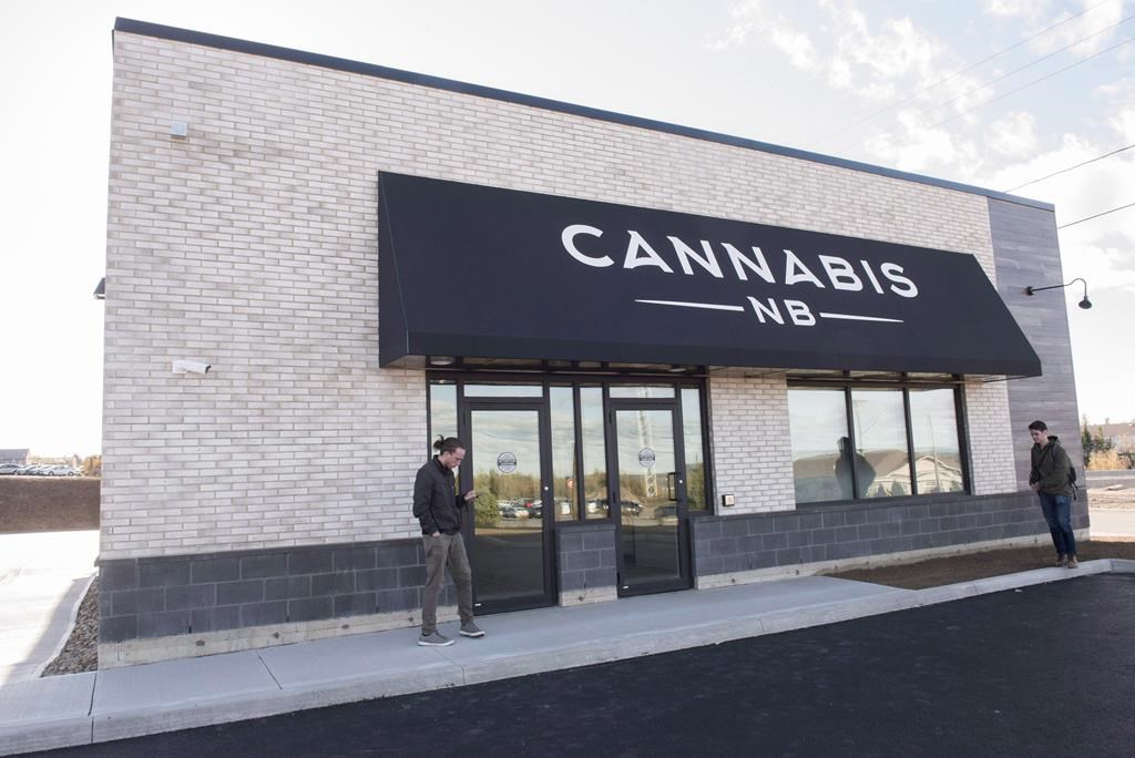 The exterior of a Cannabis NB retail store is shown in Fredericton, N.B., on Tuesday October 16, 2018.