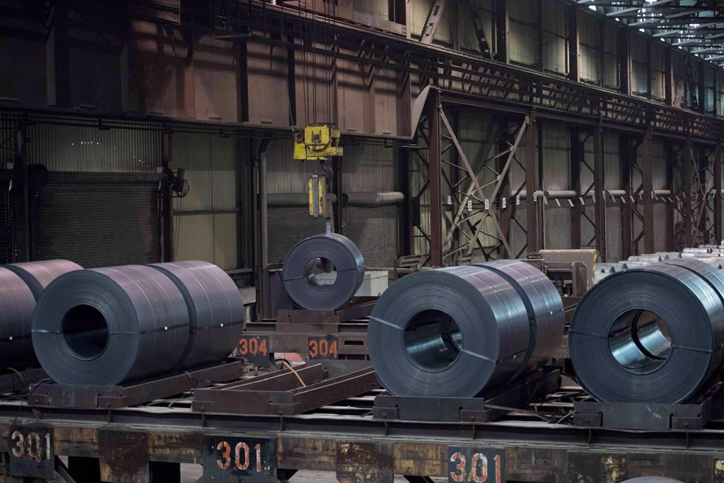 Coils of steel are seen at the Direct Strip Production Complex at Essar Steel Algoma in Sault Ste. Marie, Ont., on March 14, 2018. The federal government will announce up to $90 million in support for Ontario's Algoma Steel on Thursday in an commitment aimed at helping the producer deal with the pain of American tariffs on steel and aluminum, The Canadian Press has learned.