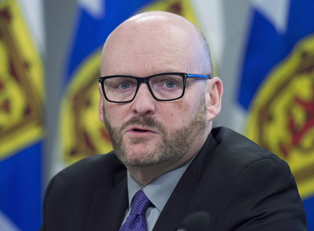 Nova Scotia Auditor General Michael Pickup fields questions at a news conference in Halifax on April 3, 2018.