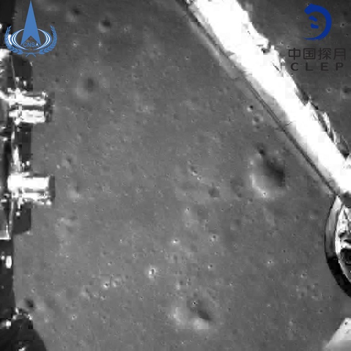 Photo provided by the China National Space Administration on Jan. 3, 2019 shows an image taken by China’s Chang’e-4 probe during its landing process on the far side of the moon.