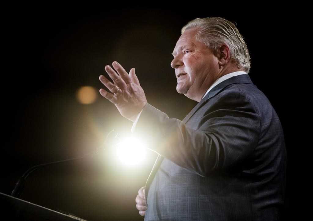 Ontario Premier Doug Ford speaks at the Economic Club of Canada in Toronto on Monday, January 21, 2019. THE CANADIAN PRESS/Nathan Denette.