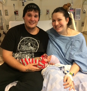 Myriam Albert and Nick Buchanan with their new son, Conor Damon Buchanan. He was born in Regina at 4:40 a.m. on Jan. 1, 2019.