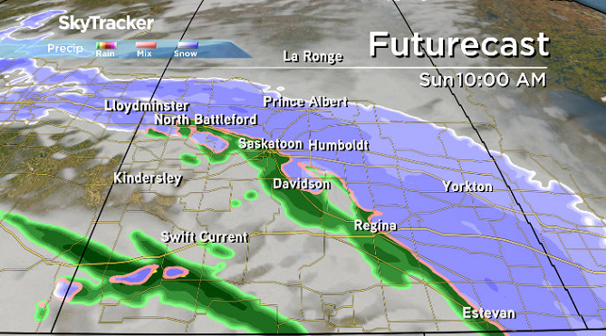 A messy mix of rain, snow and freezing rain is possible in Saskatoon early Sunday.