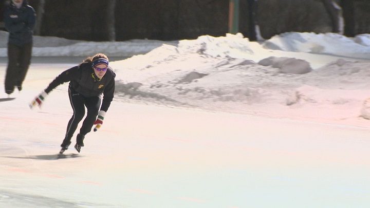 Manitoba speed skater Alexa Scott trains at the Cindy Klassen Recreation Complex.