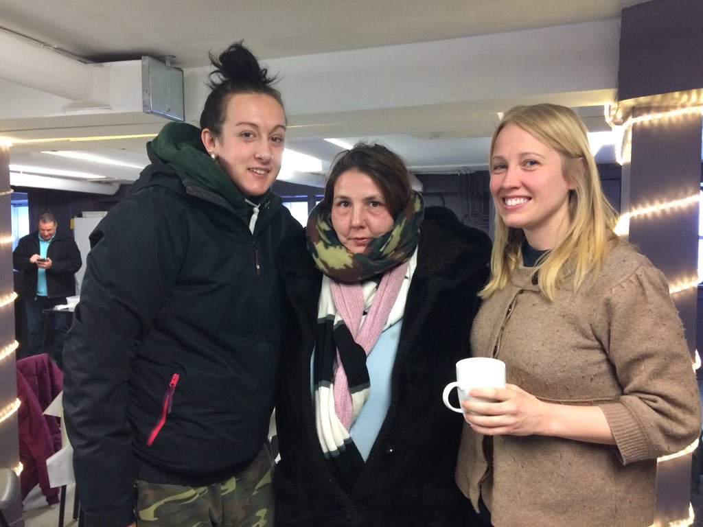 Allison DeBlair of 519Pursuit, Lisa Kirk, and Amanda Barker pose for a photo Wednesday morning.