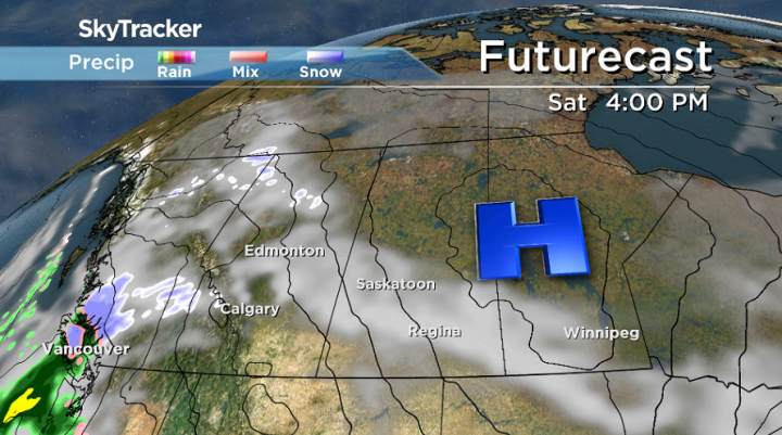 An arctic high pressure system will draw in cooler air on Saturday.