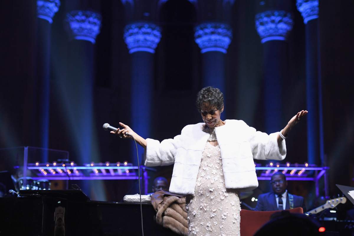 Aretha Franklin performs onstage at the Elton John AIDS Foundation at the Cathedral of St. John the Divine on Nov. 7, 2017 in New York City.
