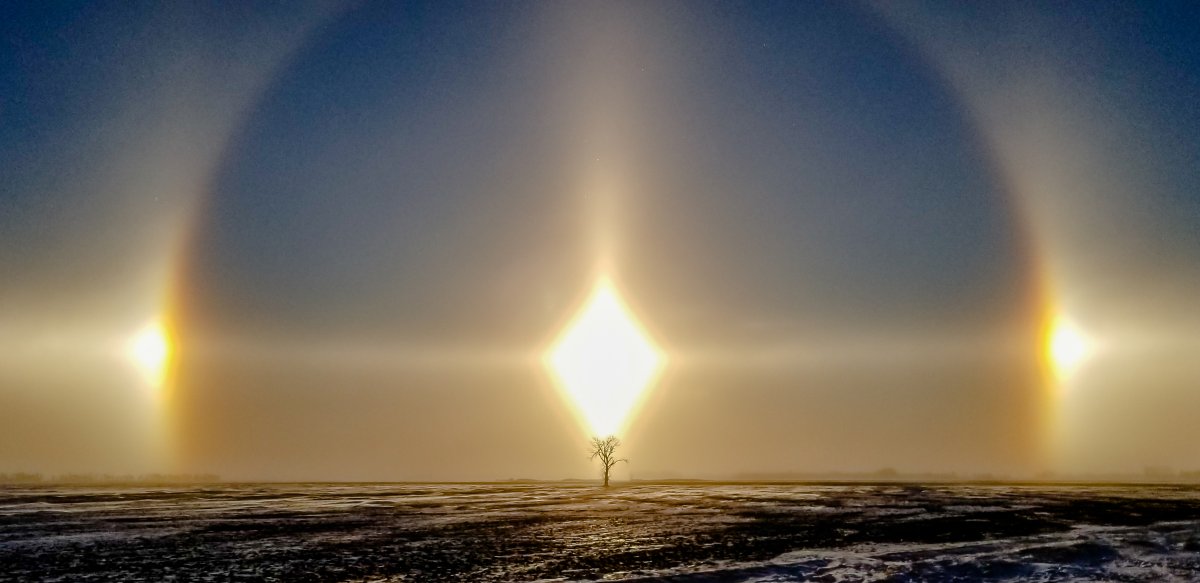 Sun dogs over Gretna, Manitoba.