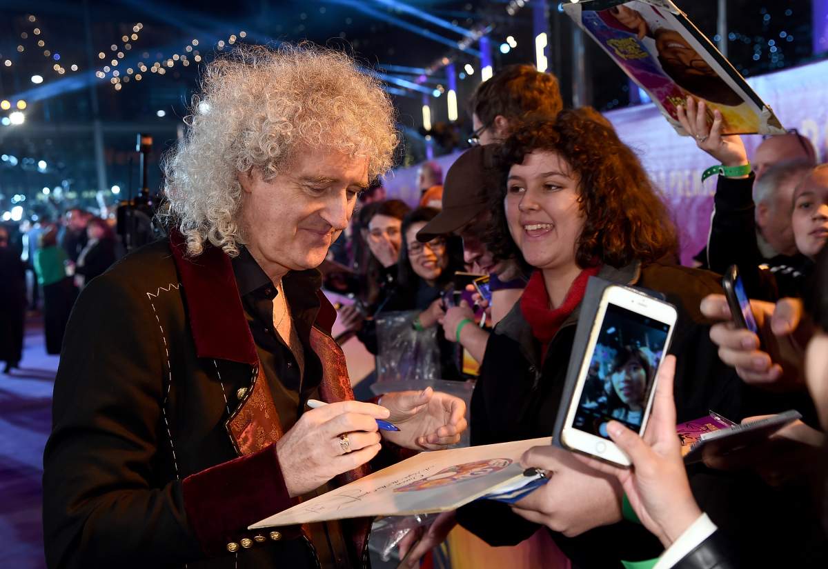 Brian May with fans at the World Premiere of ‘Bohemian Rhapsody’ at SSE Arena Wembley on Oct. 23, 2018 in London, England.