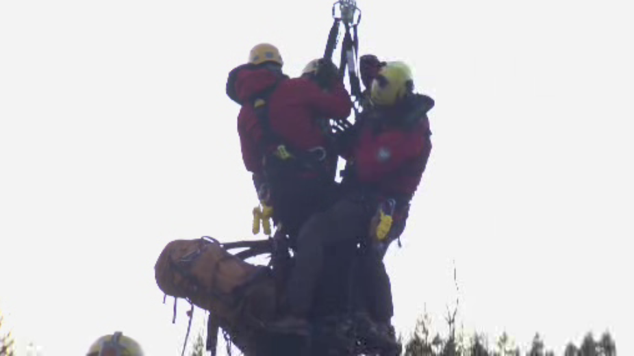 North Shore Rescue had to use a helicopter to help a man off Grouse Mountain Monday.