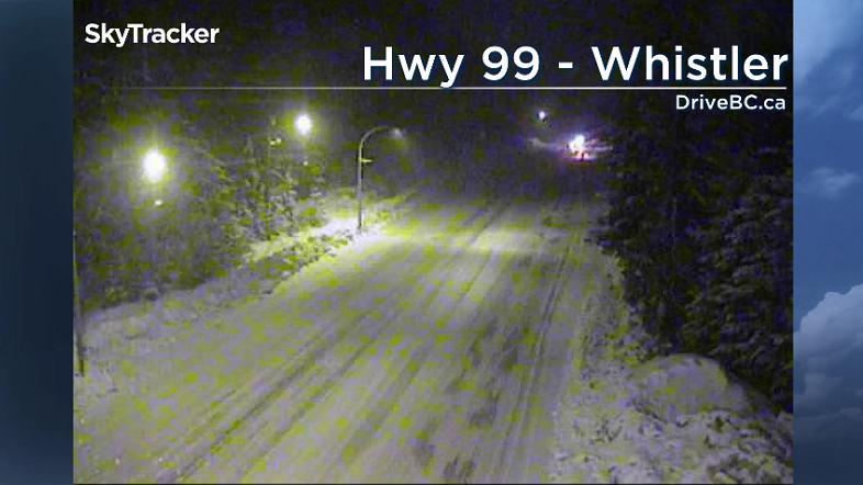 Snow blanketing Highway 99 in Whistler