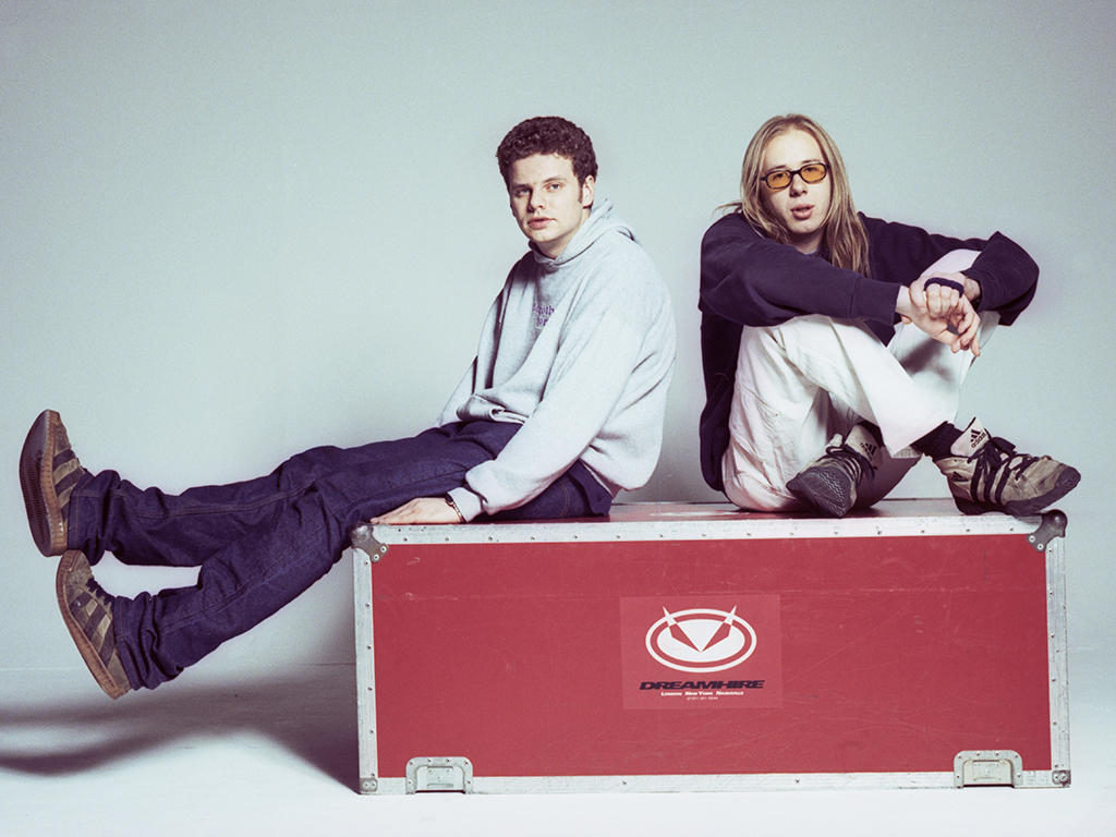 Studio portrait of Ed Simons and Tom Rowlands from electronic music duo The Chemical Brothers, United Kingdom, 1997.